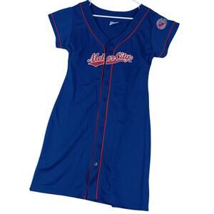 Steve & Barry's Baseball Jersey Dress Womens XL Blue Motor City Cherry League